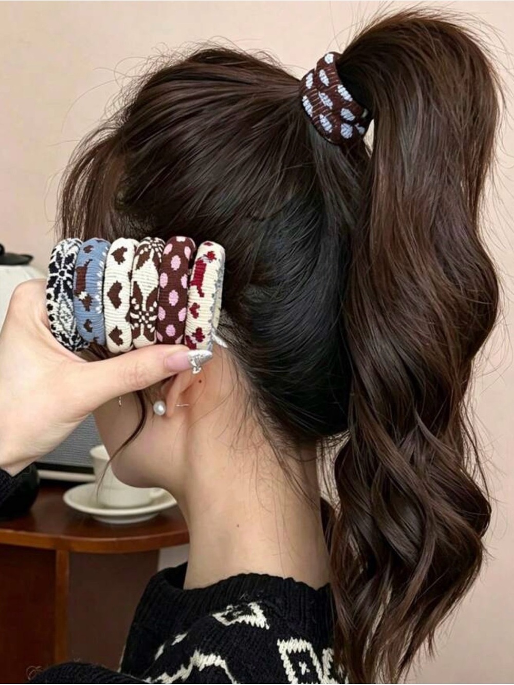 SET OF 3 Assorted Knit Pattern Hair Ties - Picture 4 of 7